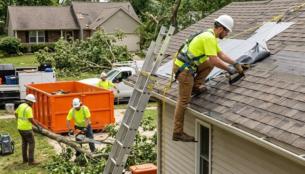 Storm damage restoration crew in Broken Arrow, OK handling water damage cleanup and repairs