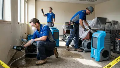 Structural drying crew removing hidden moisture in Broken Arrow, OK home after water damage