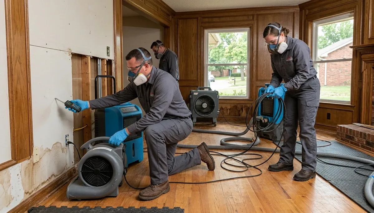 Water damage restoration team in Broken Arrow, OK providing cleanup and repair services
