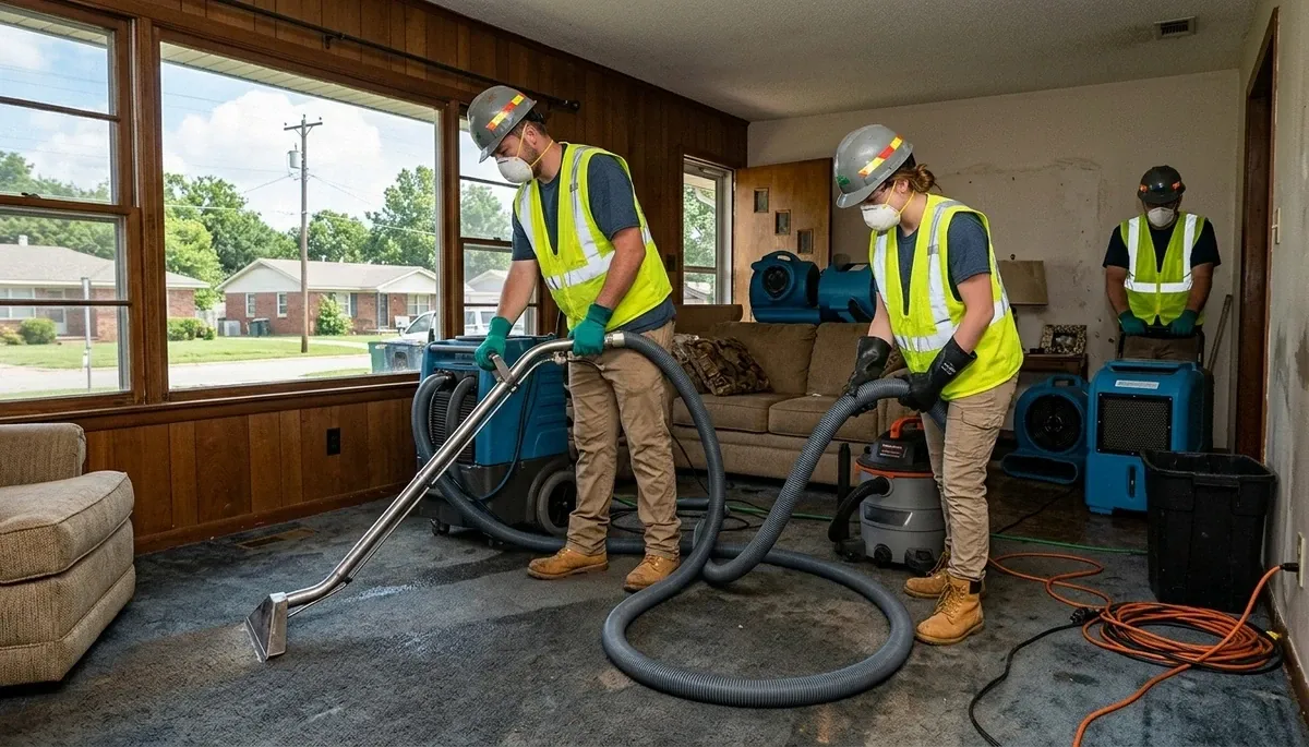 Water damage restoration team in Broken Arrow, OK providing emergency cleanup and drying services