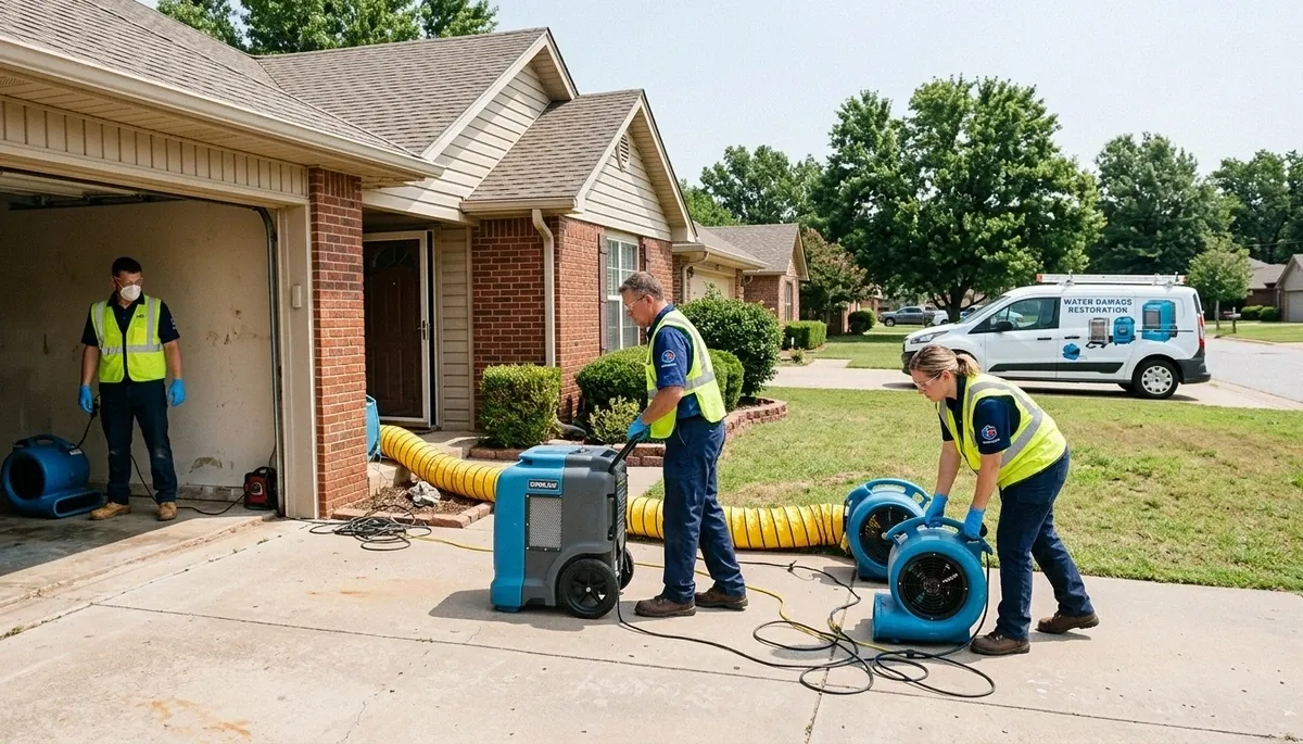 Water damage restoration team in Broken Arrow, OK providing emergency cleanup and repair services