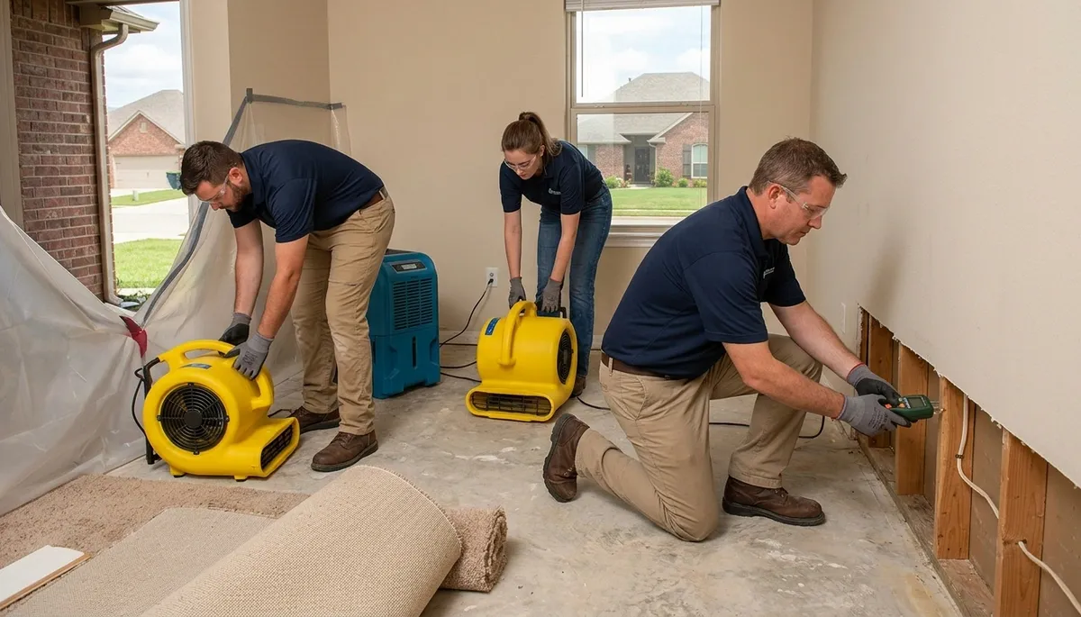 Water damage restoration team serving Broken Arrow, OK, with professional cleanup and repair services