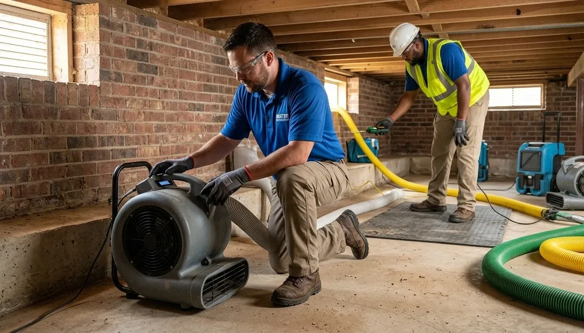 Water damage restoration team in Broken Arrow, OK providing emergency cleanup and repair
