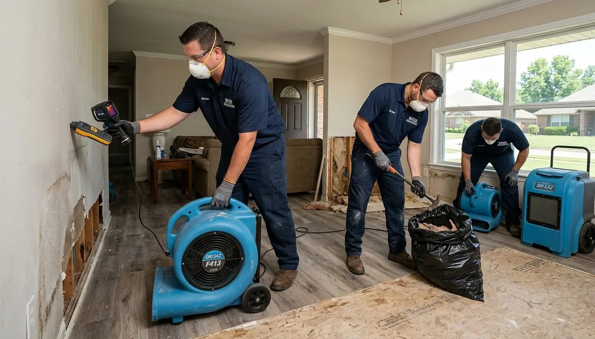Water damage restoration team in Broken Arrow, OK providing emergency cleanup and drying services