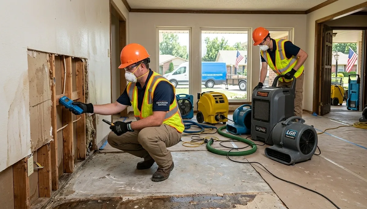 Water damage restoration team in Broken Arrow, OK providing professional cleanup and repairs