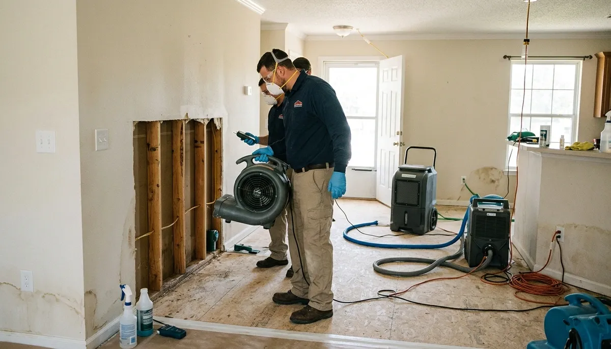 Water damage restoration team in Broken Arrow, OK providing emergency cleanup and repair services