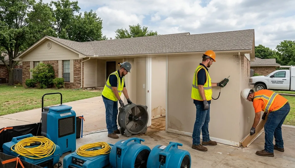 Water damage restoration team serving Broken Arrow, OK for emergency cleanup and repairs