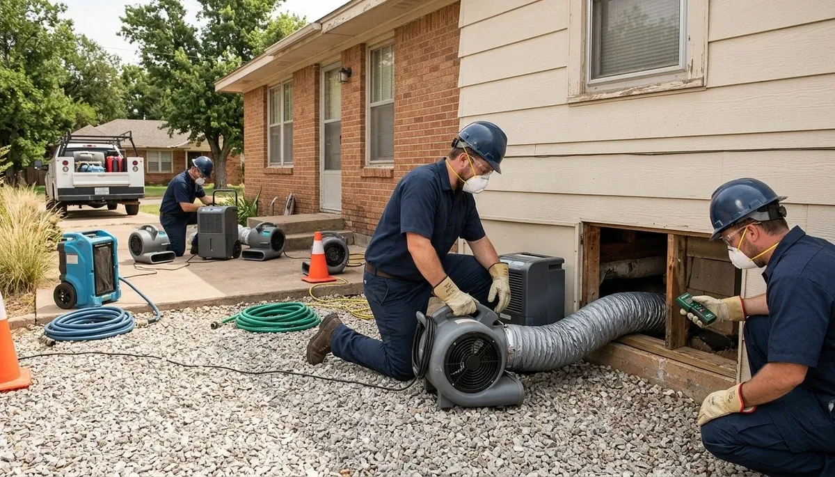 Water damage restoration team in Broken Arrow, OK providing emergency cleanup and drying services