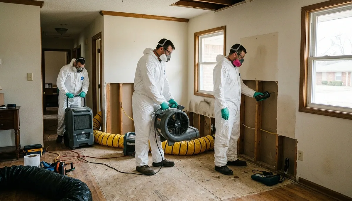 Water damage restoration team in Broken Arrow, OK providing emergency cleanup and repair