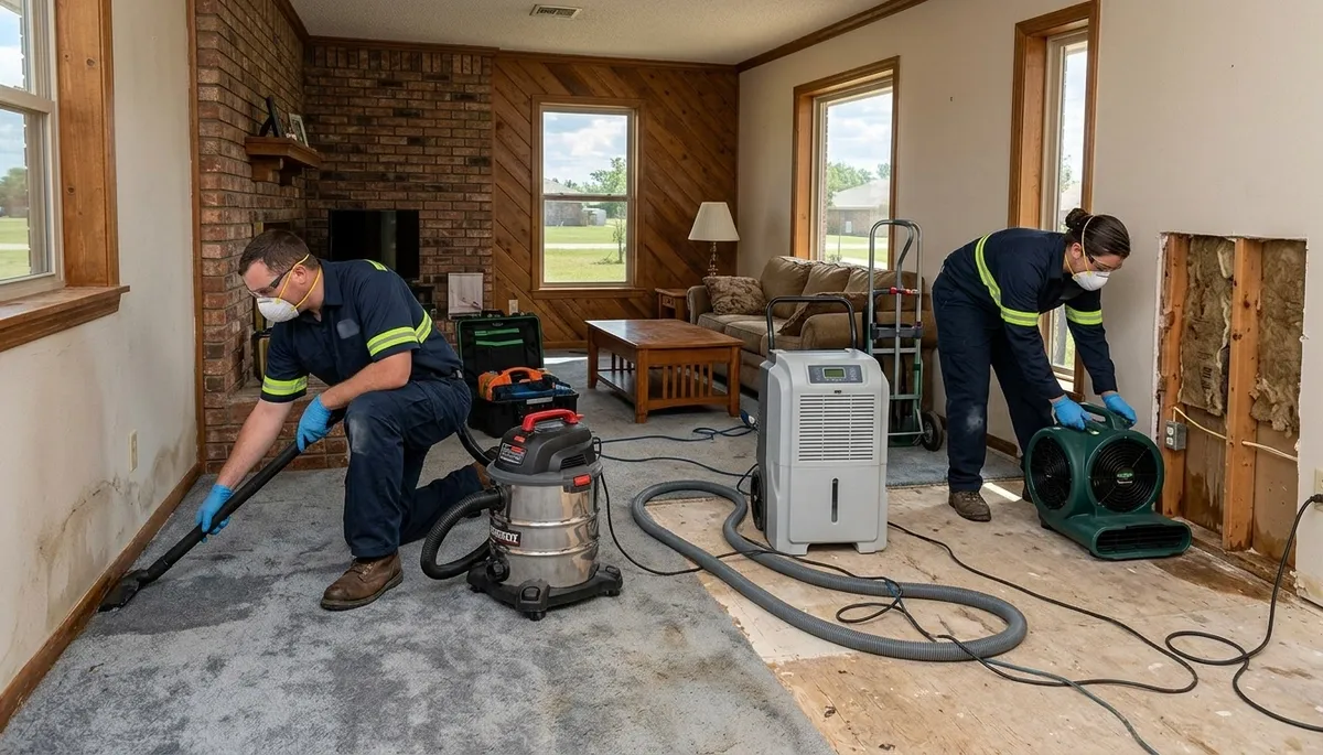 Water damage restoration team in Broken Arrow, OK providing emergency cleanup and drying services