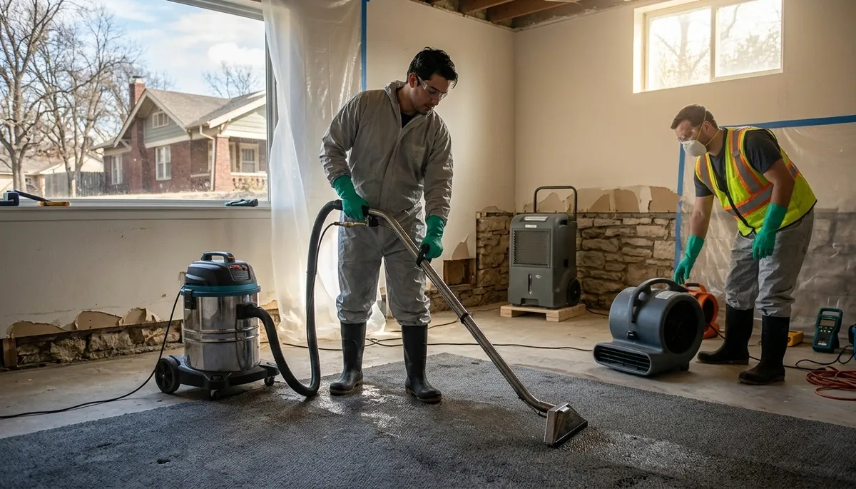 Water damage restoration team in Broken Arrow, OK providing professional water removal and cleanup services