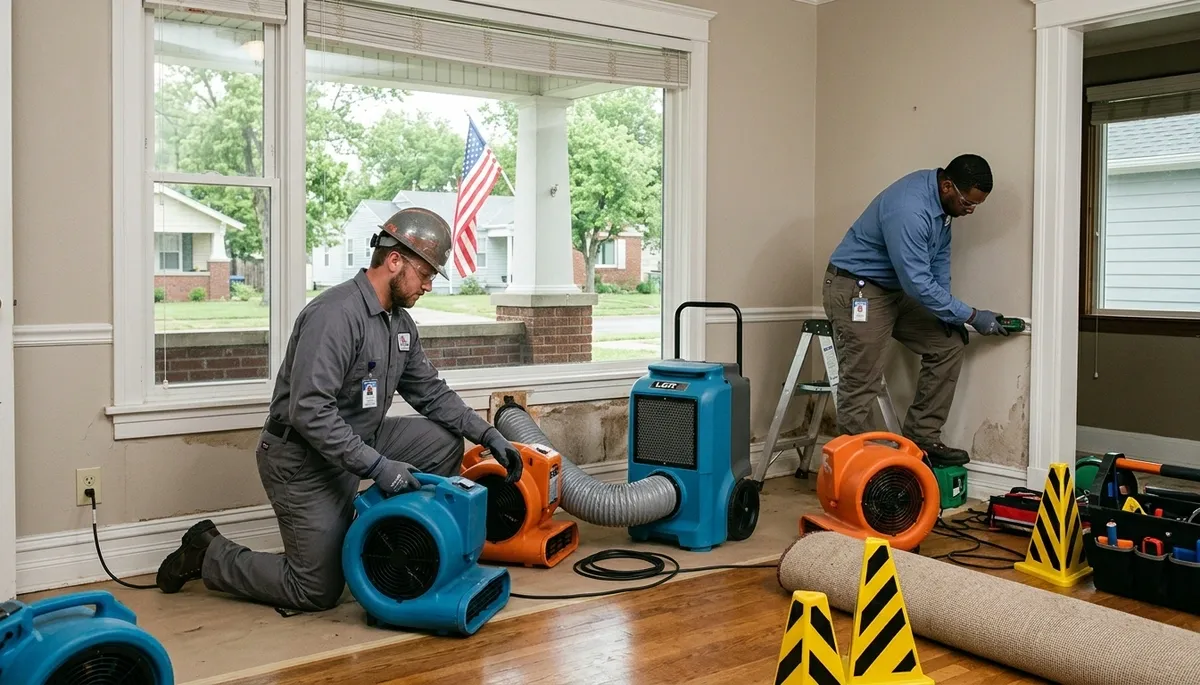 Water damage restoration team in Broken Arrow, OK providing professional cleanup and repair services