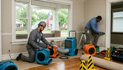 Water damage restoration team in Broken Arrow, OK providing professional cleanup and repair services
