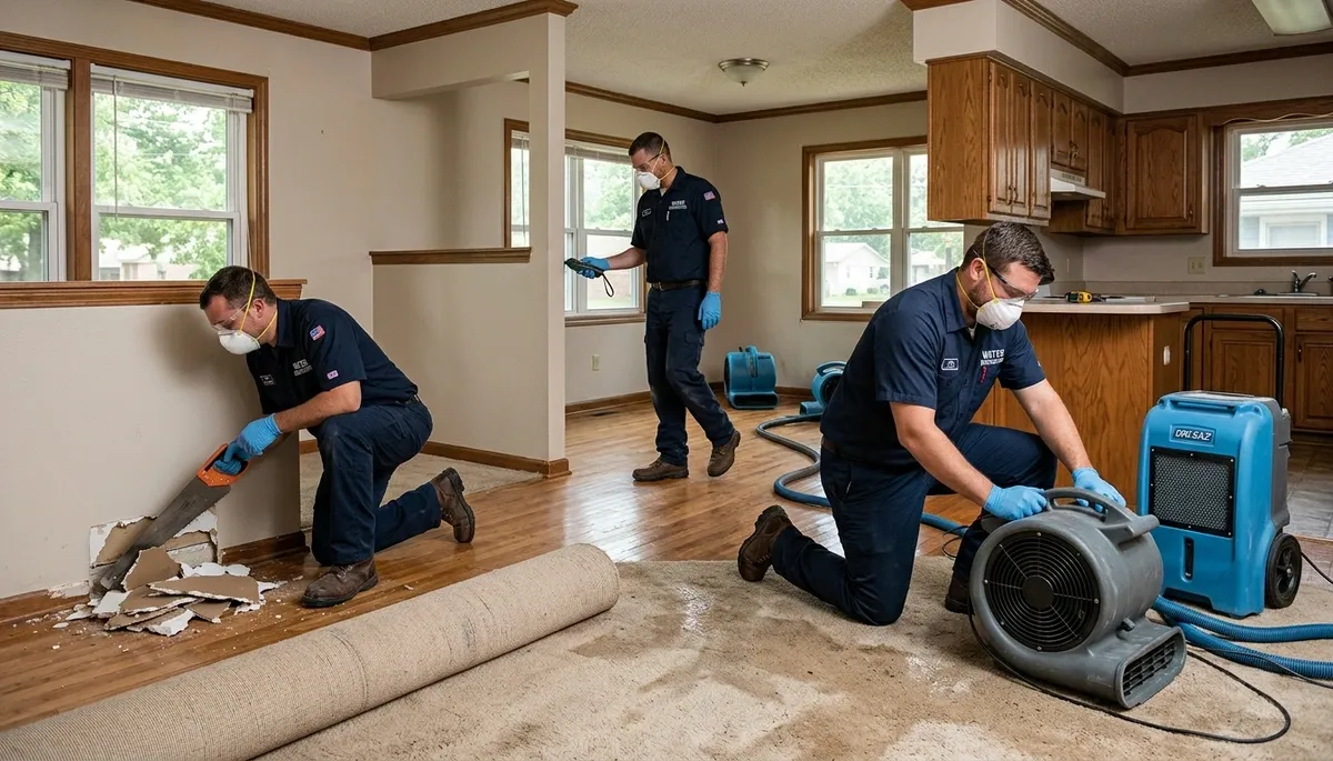 Water damage restoration team in Broken Arrow, OK providing emergency water cleanup and drying services